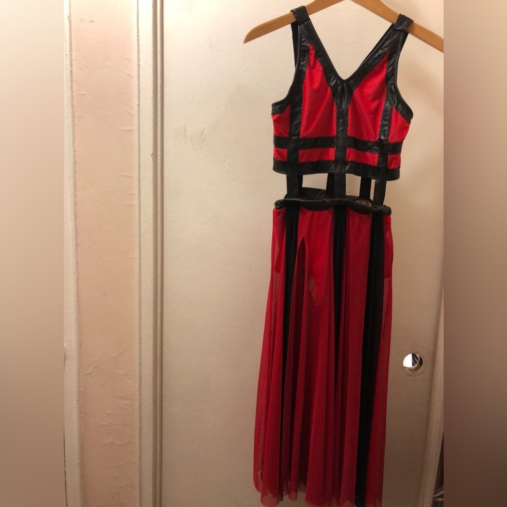 NWOT Tenth House dance costume in crimson/black colors, size SA